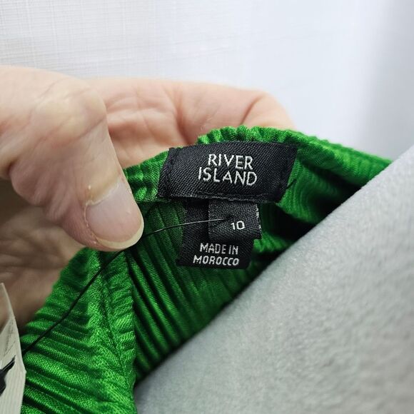 River Island Green Daywear Plisse Wrap Midi Dress Size US6 - Picture 7 of 13